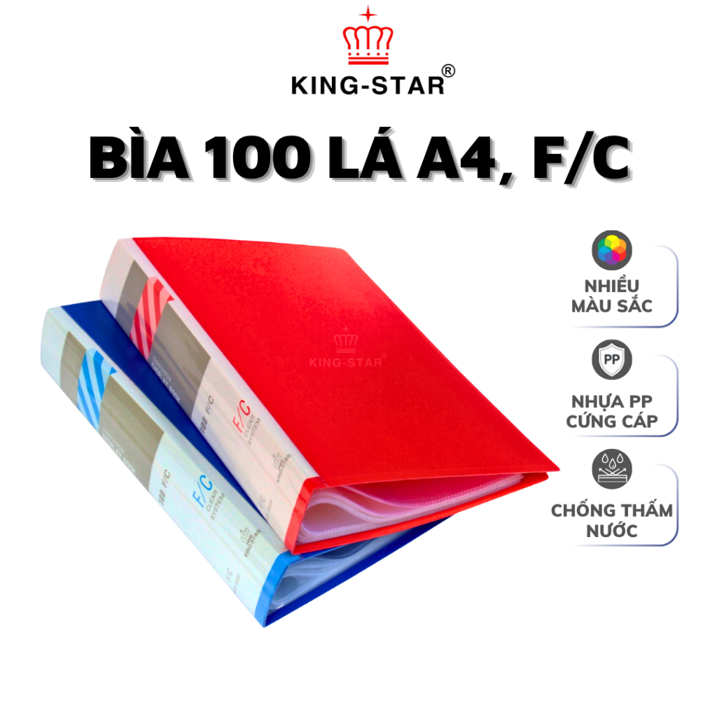 KINGSTAR 100-Leaf A4 F/C Cover Leaf File Document File Holder พลาสติก PP ทนทาน กันน้ํา