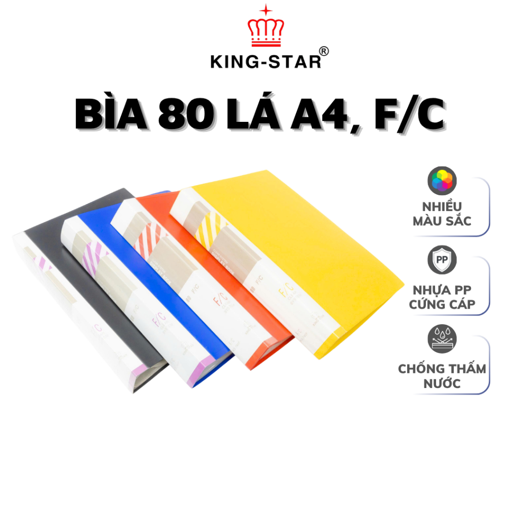 KINGSTAR 80-Leaf A4 F/C Cover Leaf File Document File Holder พลาสติก PP ทนทาน กันน้ํา
