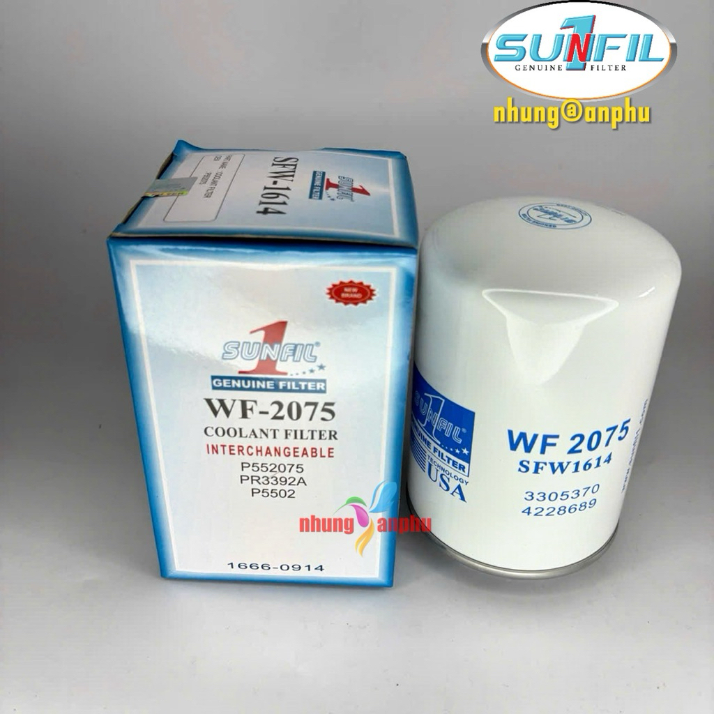 เครื่องกรองน้ําเครื่องยนต์ Cumnis WF2075 WF2076 SFW1614 P552075 พีพีพี554074 WF2074 ซันฟิล1