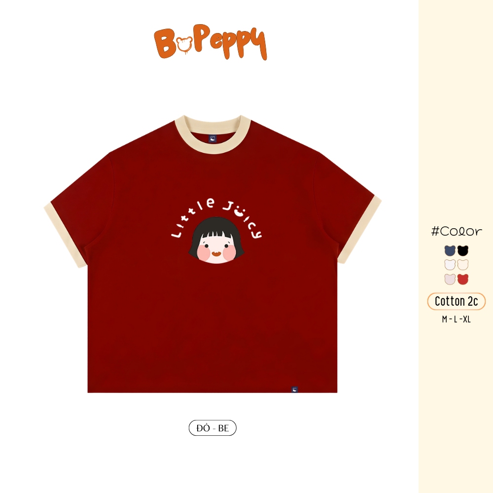 Boxy Ringer BOPEPPY BP63 Little Juicy Shirt - เสื้อยืดแขนสั้นคอปกผ้าฝ้าย 2 ทางอินเทรนด์