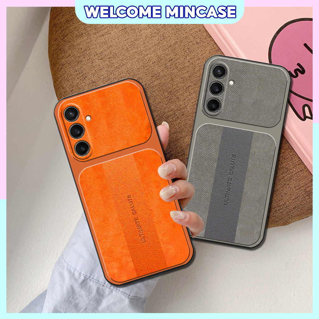 Samsung S24, S24 FE, S24 Plus, S24+, S24 Ultra เคสซิลิโคนแบบนิ่ม, 3D พิมพ์ลายหนัง