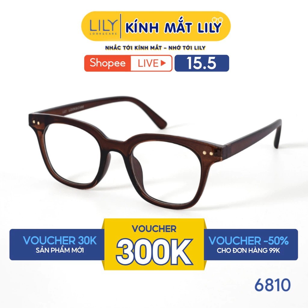LILY EYEWEAR 6810 กรอบแว่นตาทรงสี่เหลี่ยมรูปตัว V แฟชั่นสําหรับผู้ชายและผู้หญิง