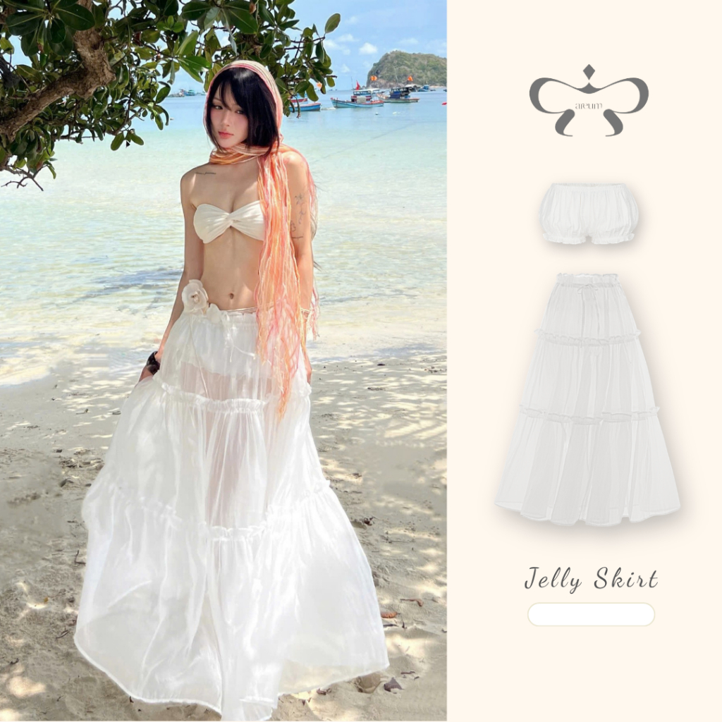 AREUM Set JELLY SKIRT กระโปรงซีทรู x Short LUMI SHORTS