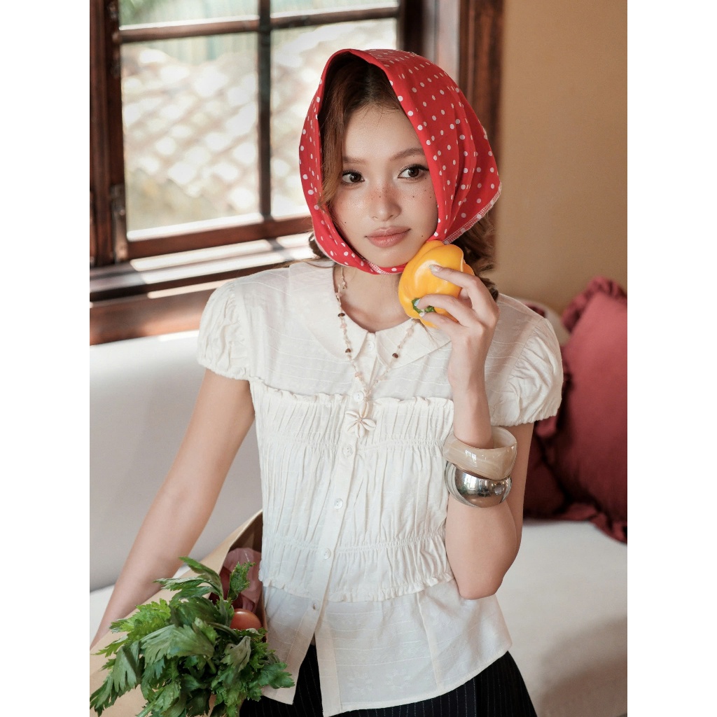 KIDO - MYRA TOP เสื้อเบลาส์คอระบายแขนพัฟ