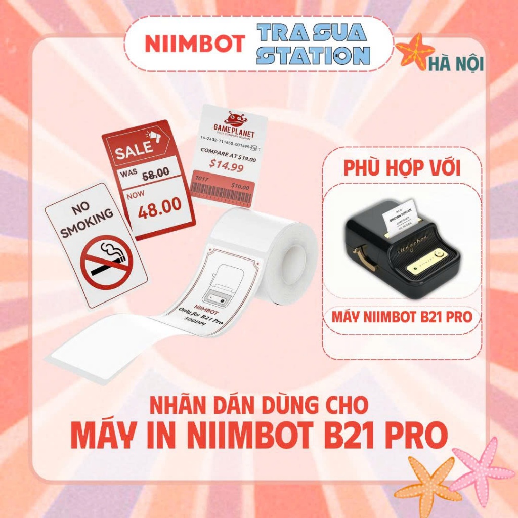 NIIMBOT กระดาษฉลากขาวธรรมดาสีแดงสําหรับเครื่องพิมพ์ฉลาก B21 Pro/ เฉพาะสําหรับ B21 Pro