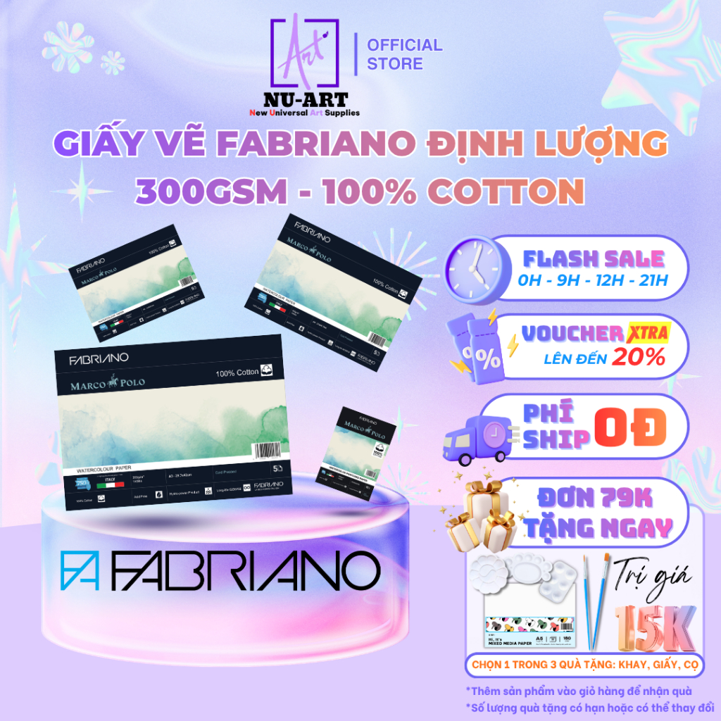 กระดาษวาดภาพศิลปะ Fabriano Marco Polo Fine 300gsm ผ้าฝ้าย 100% – กระดาษวาดภาพสีน้ําระดับพรีเมียมเกรด
