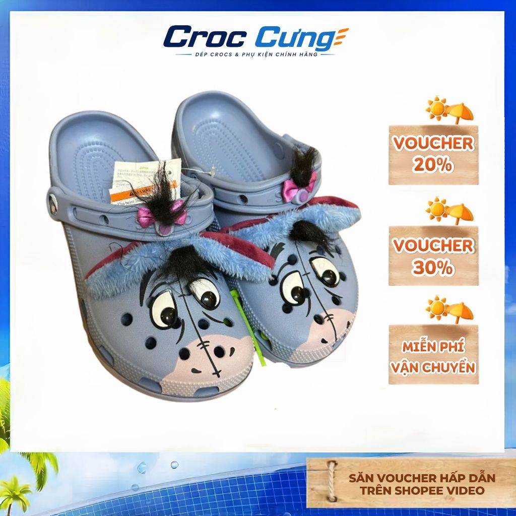 รองเท้าแตะ Crocs Eeyore Horse น่ารักสําหรับเด็กชายและเด็กหญิง – รองเท้าแตะในร่มและกลางแจ้ง