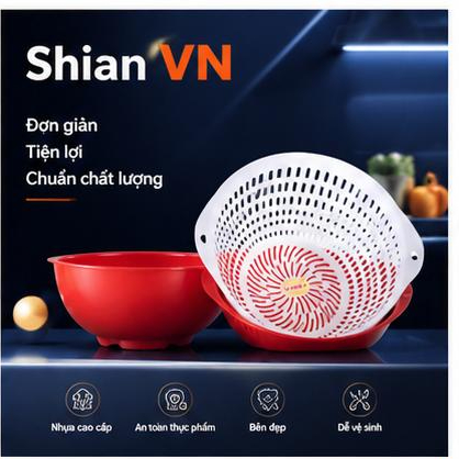 (SET 2 VH BASKET - BRASS SET WITH SMALL SIZE BASKET SUN H VI HUNG) ชุดตะกร้าพลาสติกทรงกลม  T4 P27 A0