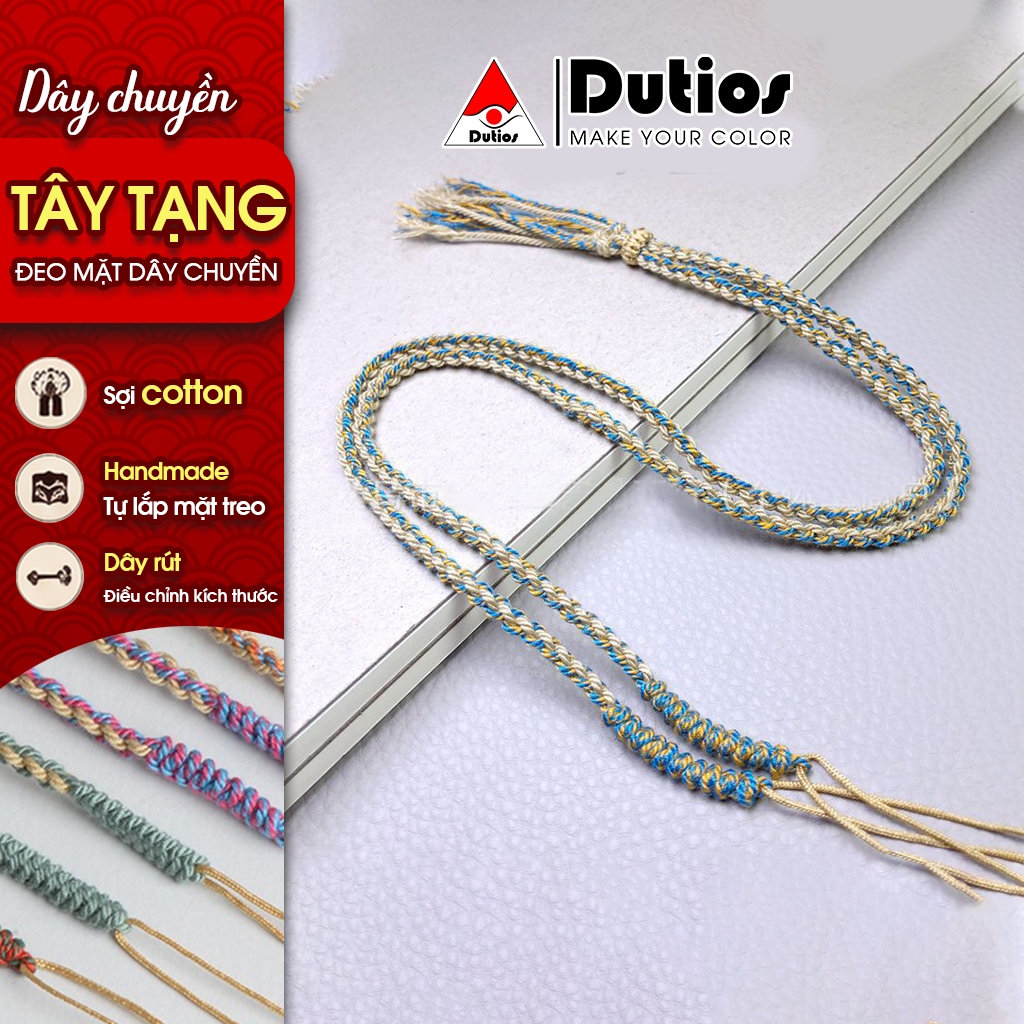[Doutios] สร้อยคอเสน่ห์แขวนห้าสีที่ทําด้วยมือทิเบต Boho สไตล์ด้ายฝ้าย DAC04