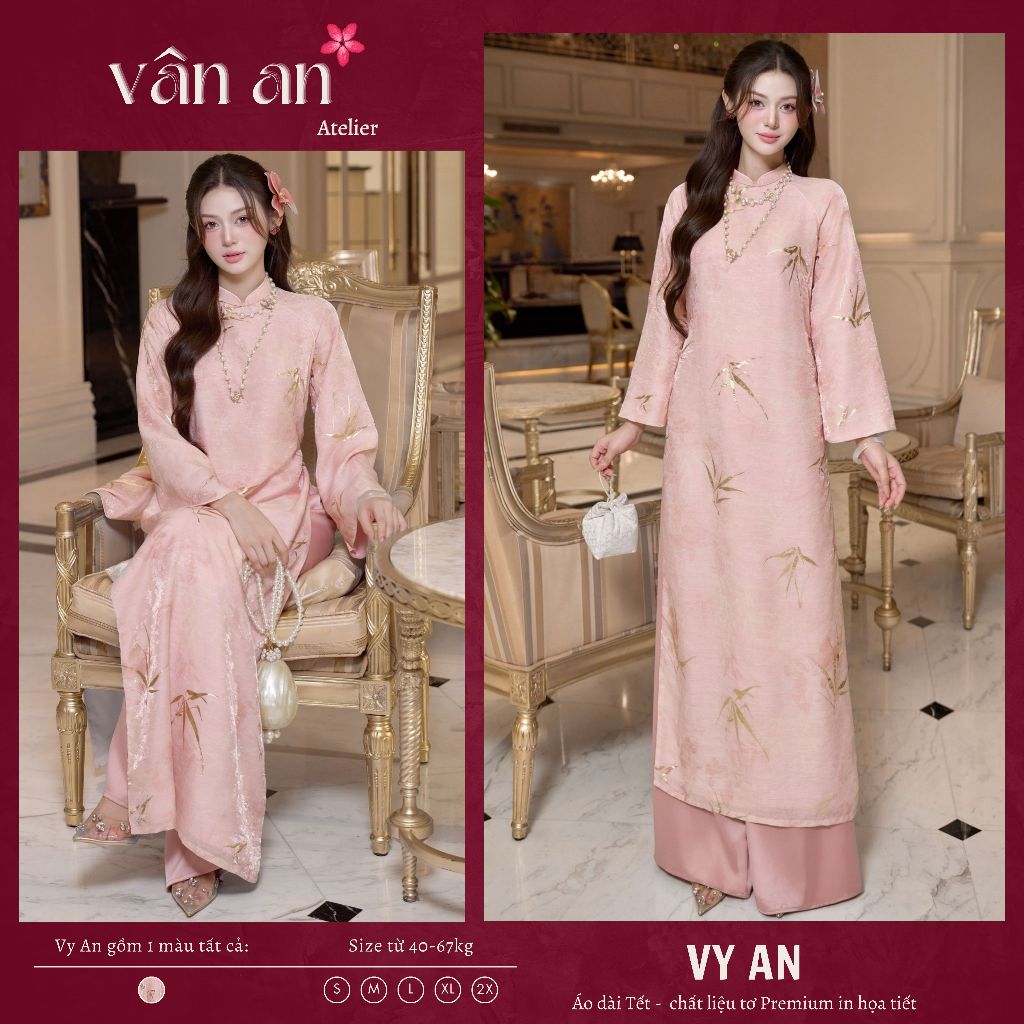 [VAN AN - READY STOCK] VY AN Ao Dai - แขนยาวดีไซน์ 4 แขน - วัสดุผ้าไหมคุณภาพสูง - (พร้อมสต็อก)