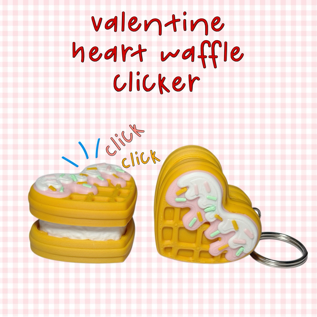 KEYCHAIN/DECOR MODEL HEART-SHAPED WAFFLE CAKE CLICKER พิมพ์ 3 มิติ