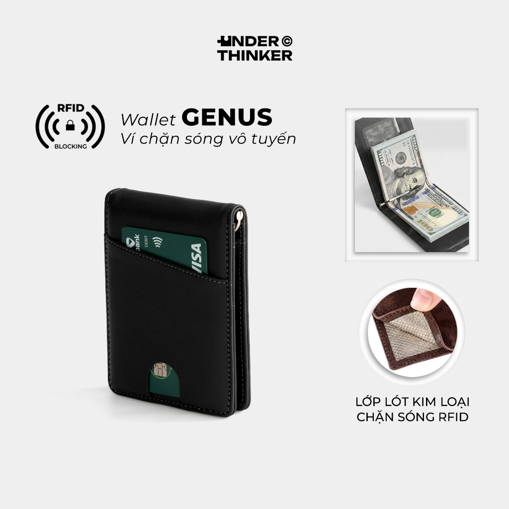 กระเป๋าสตางค์หนัง RFID Blocking GENUS Unisex สำหรับผู้ชายและผู้หญิงพร้อมหลายช่อง Unisex | ภายใต้ความคิด