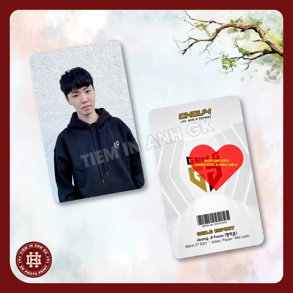 Photocard Chovy (P2) Jeong Ji-hoon น้ําใส LOL GEN.G ESPORT ขนาด 5.5x9cm
