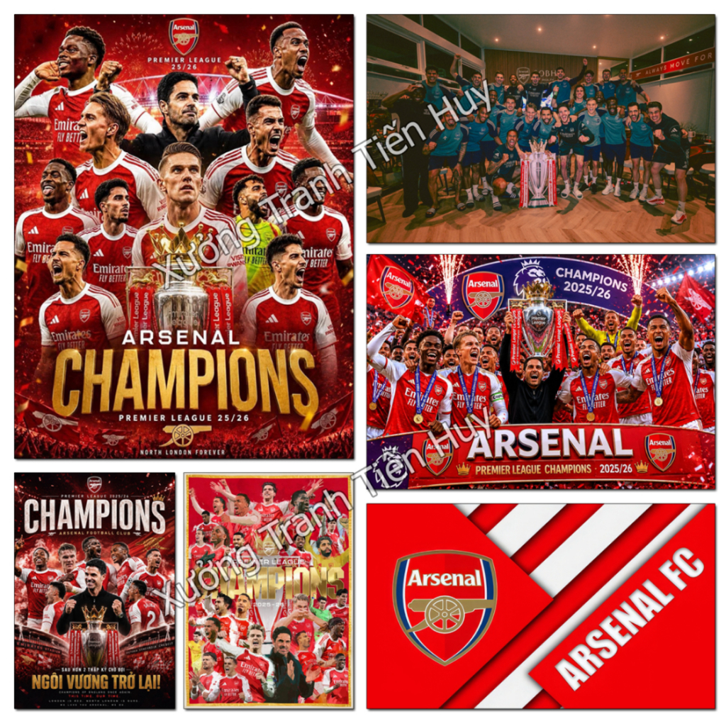 (X56) โปสเตอร์สติ๊กเกอร์ติดผนังอาร์เซนอลสวยมาก, ARS Club Football Wall Painting พร้อมแชมป์ EPL ใหม่ล่าสุด 2026