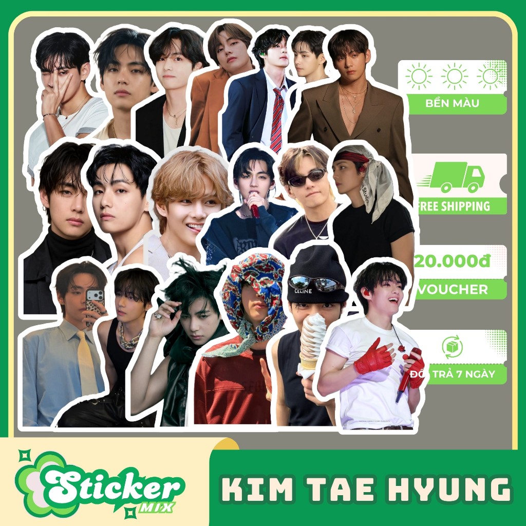ชุดสติ๊กเกอร์กันน้ํา KIM TAE HYUNG V ใหม่ล่าสุด 50 ชิ้น พร้อมกาวสะดวก s512
