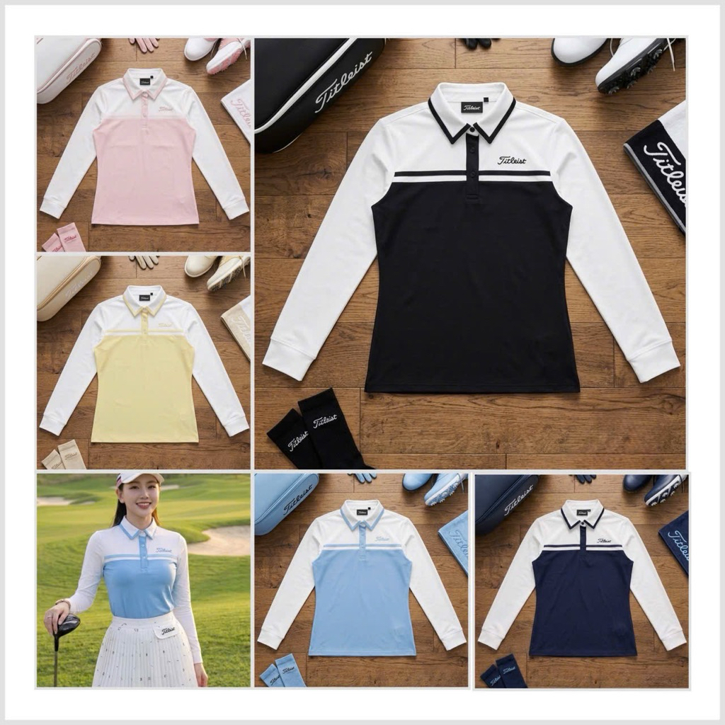 เสื้อเชิ้ตแขนยาวผู้หญิงสวยสําหรับกอล์ฟเทนนิสลูกผักดองแบดมินตันยางยืดดีพอดี