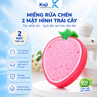 Miếng Rửa Chén 2 Mặt Hình Trái Dâu Giúp Tạo Nhiều Bọt Sạch Dầu Mỡ Trên Chén Bát