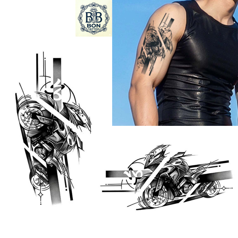 สติ๊กเกอร์รอยสักลาย Racing Boy Moto HC-532 สติ๊กเกอร์รอยสักชั่วคราวกันน้ําและกันเหงื่อ