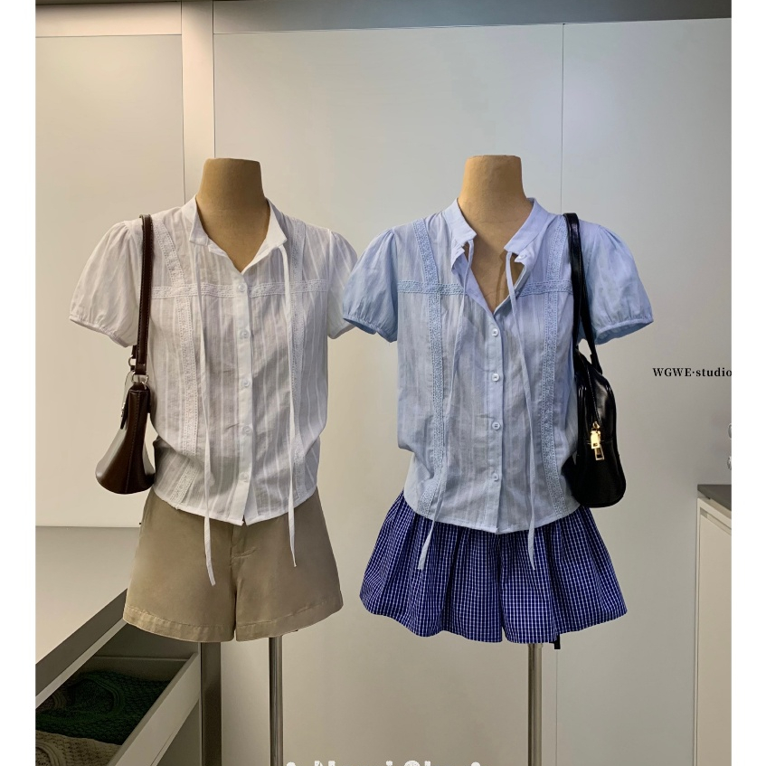 WGWE• 9605 wgwe เสื้อผูกโบว์ สินค้า QC ไซส์ SM