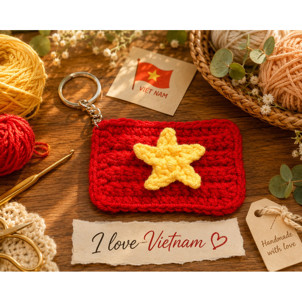 🇻🇳✨ HANDMADE VIETNAM FLAG KEYCHAIN ✨🇻🇳