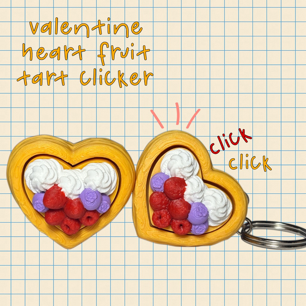 KEYCHAIN/DECOR MODEL HEART-SHAPED FRUIT TART CLICKER พิมพ์ 3D
