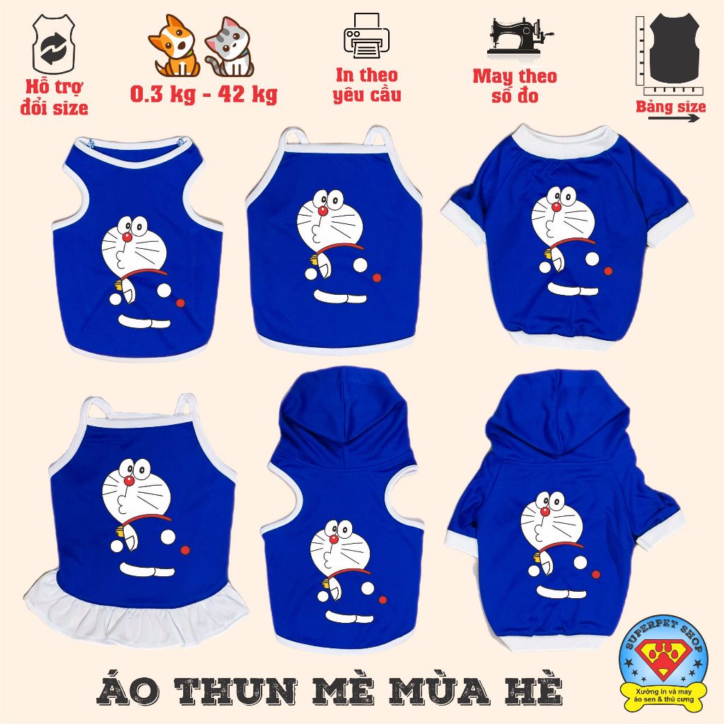 เสื้อสุนัขและแมวฤดูร้อน - DORE MON BACK - BLUE - Superpet Shop