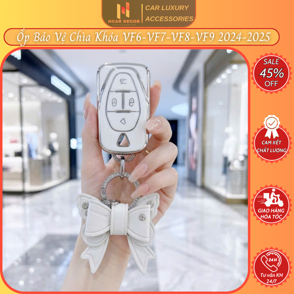 Vinfast Car Key Case VF6 - VF7 - VF8 - VF9 2024-2025 คุณภาพสูงชุบเงิน - Vinfast Key Protective Case
