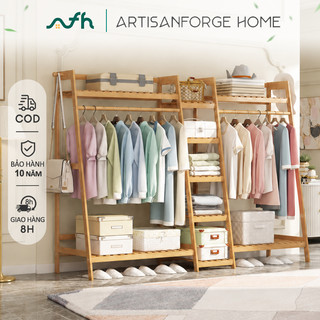 Artisan Forge Home Giá Treo Quần Áo Tủ Treo Áo Bằng Gỗ Tre Thông Minh Bắc Âu Phòng Ngủ 50-190cm