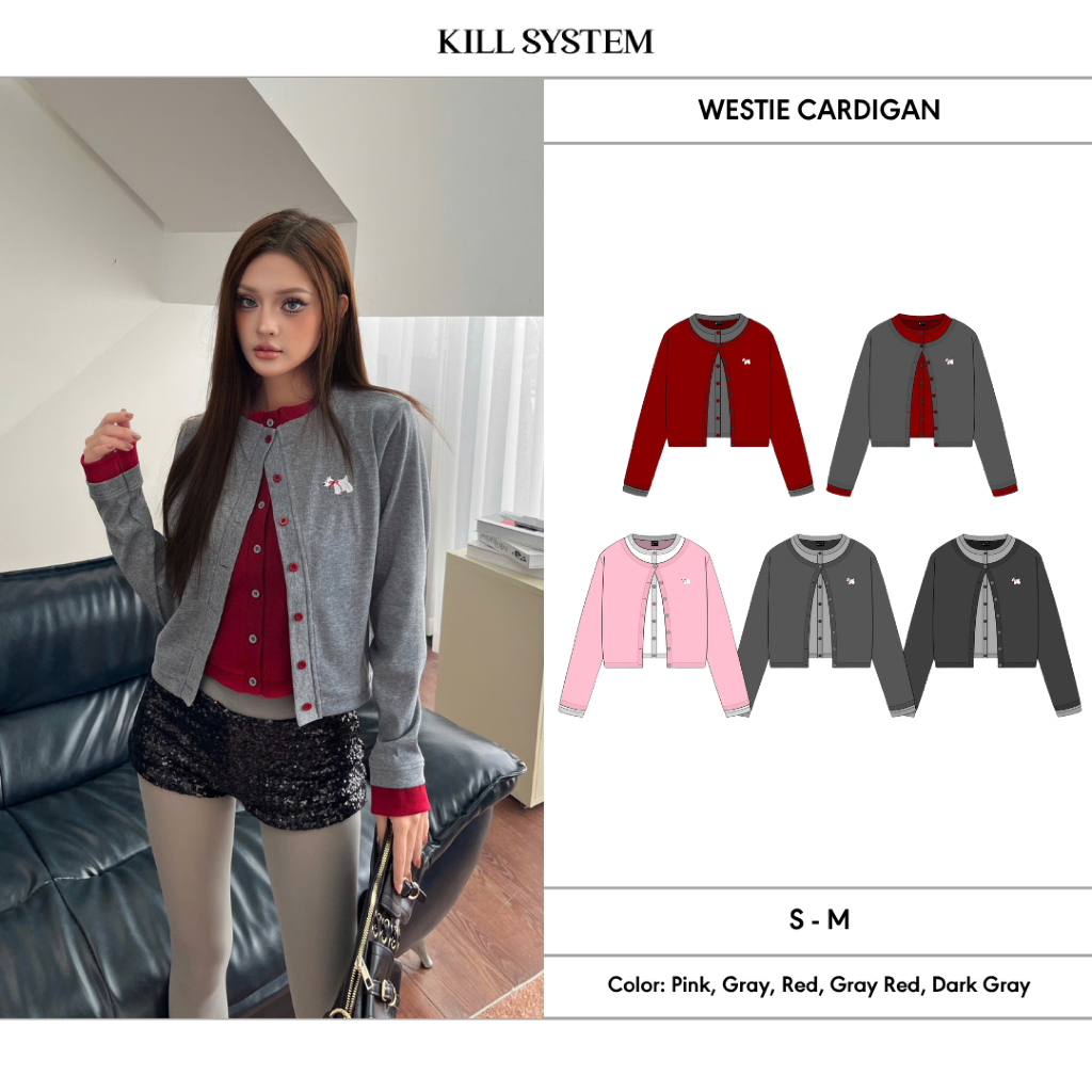 [สีใหม่] KILL SYSTEM - WESTIE คาร์ดิแกนซ้อนสองสี ปักลูกสุนัข