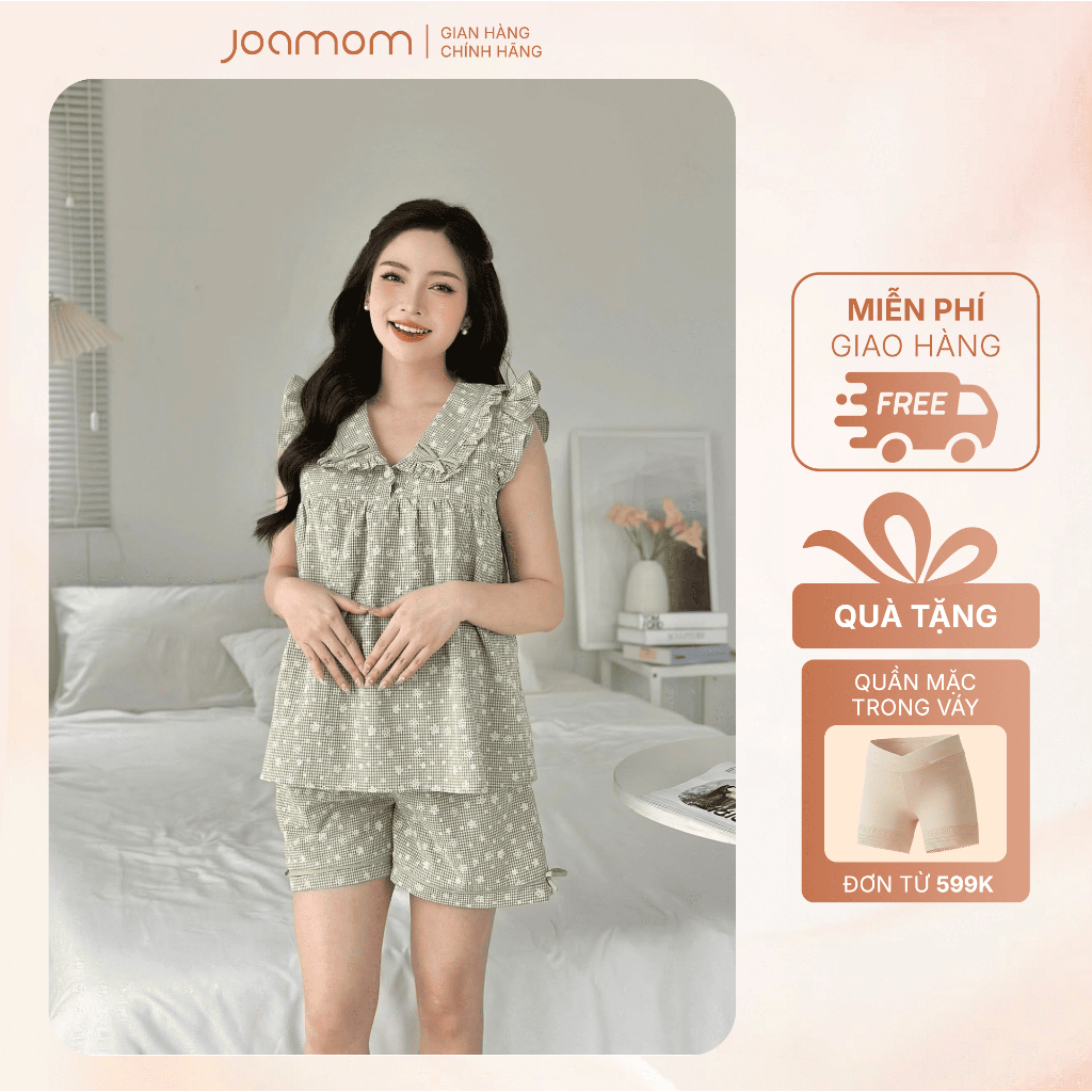 Joamom การตั้งครรภ์และหลังคลอดชุดคลอดบุตรเกาหลีดอกไม้พิมพ์แขนสั้น Tu TI Zipper – JTBB202