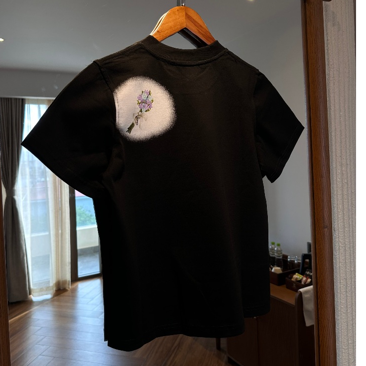 Baby Tee "Blue Flower" คอตตอน 100% 250Gsm