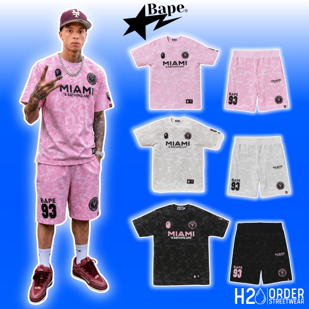 (คุณภาพดีที่สุด) BAPE Miami Drip Smooth Cotton Blazer Set, ชุดกางเกงขาสั้นเสื้อเบลเซอร์ปักสําหรับผู้