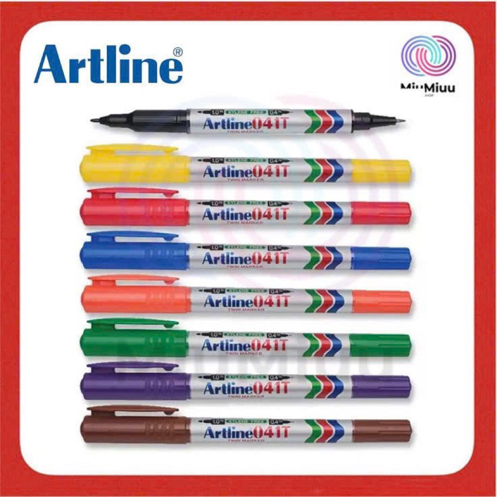 Artline EK-041T ปากกาแปรงน้ํามันไม่ซีดจางสองด้าน สินค้าของแท้