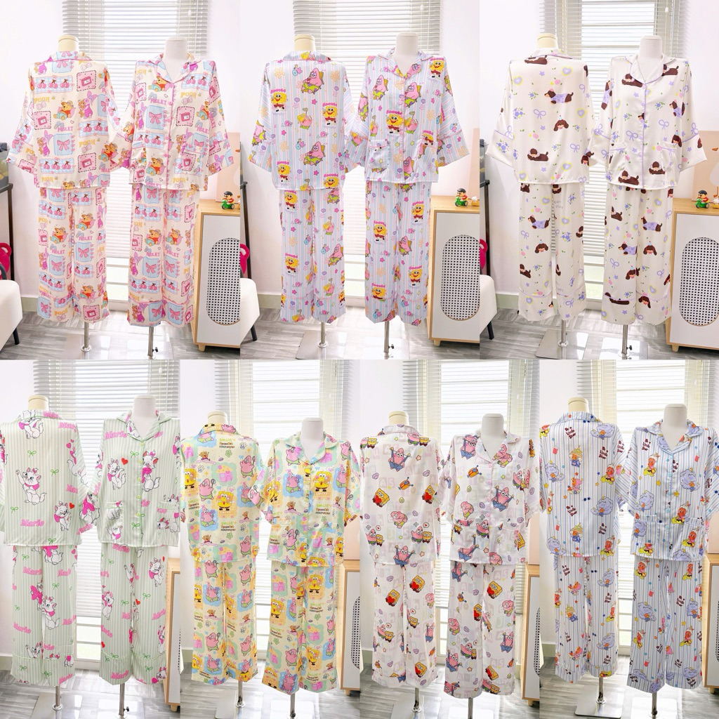 [NEW AVAILABLE] PYJAMA SHORT SLEEVES DISNEY CARTOON LONG PANTS รุ่นใหม่