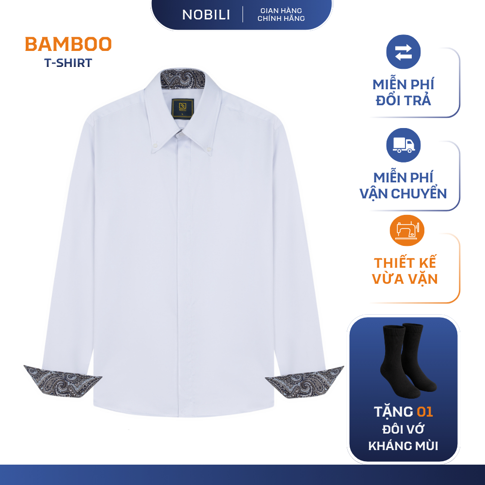 BUTTANDOWN เสื้อเชิ้ตคอปกสีขาวสําหรับผู้ชายลายผ้าฝ้ายผ้าไหมไม้ไผ่ต่อต้านริ้วรอยคุณภาพสูง – NOBILI SM