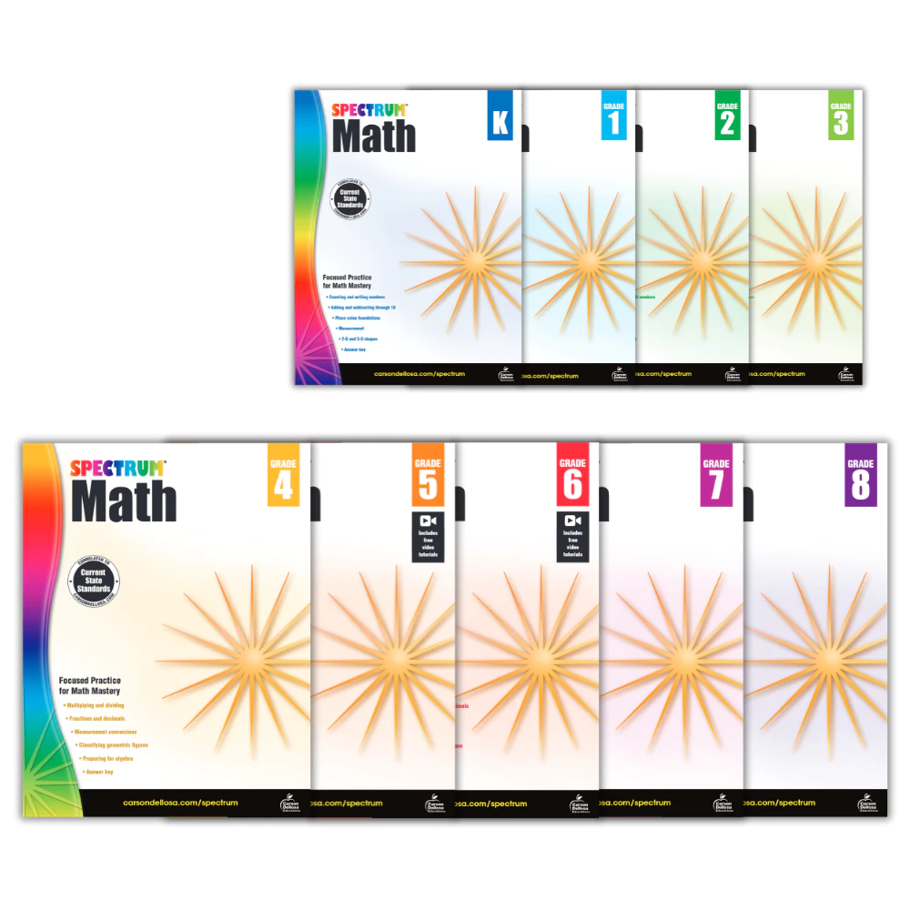 Spectrum - Math - เกรด K,1,2,3,4,5,6,7,8 - พิมพ์เลเซอร์ สีสวย