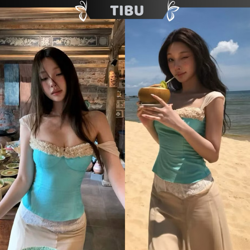 ทิบู - เสื้อสตรีสองชิ้นพร้อมถ้วยน่าระทึกใจหรูหราและแฟนซีสําหรับออกไปบนถนน ก749