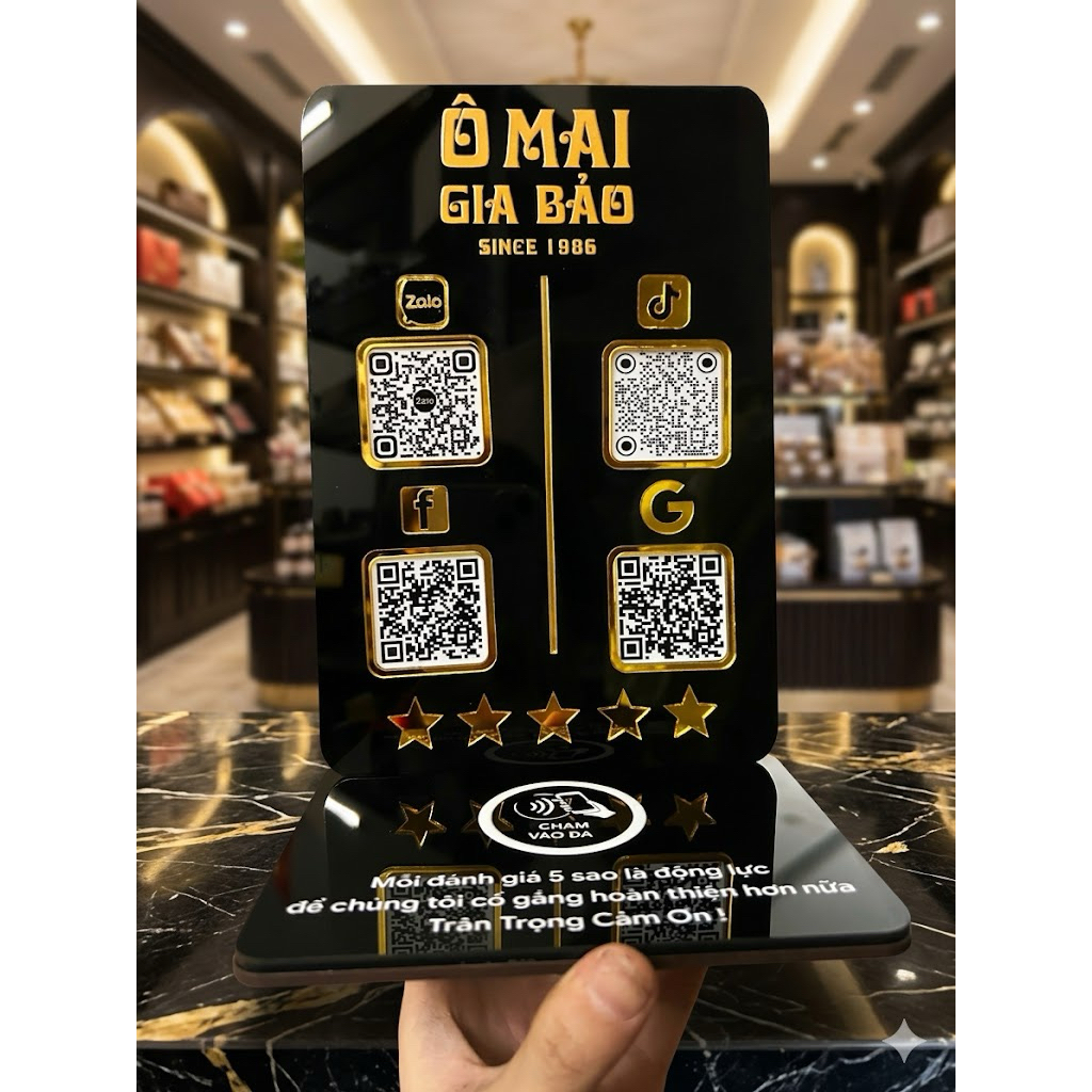 บอร์ด QR + NFC เดสก์ท็อประดับไฮเอนด์ | เปิด Google Maps รีวิวและจ่ายร้าน คาเฟ่ สปา