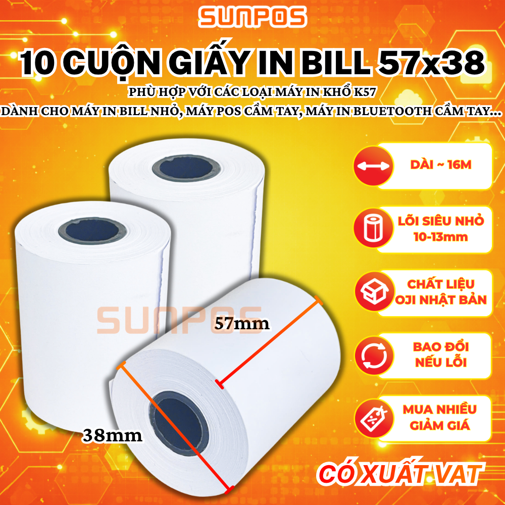 [10 ROLLS] กระดาษความร้อน k57 (57x38) สําหรับเครื่องโพสมือถือ เครื่องพิมพ์ใบเสร็จ