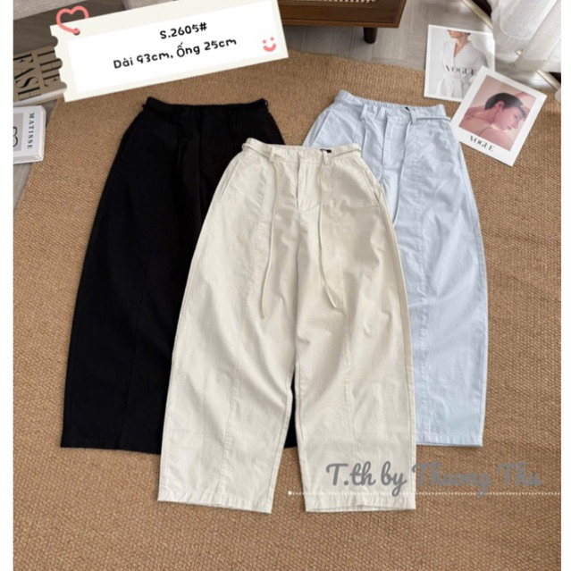 กางเกง Raw Paper BAGGY เอวยางยืดด้านหลังและ Drawstring QCL1 MS242605