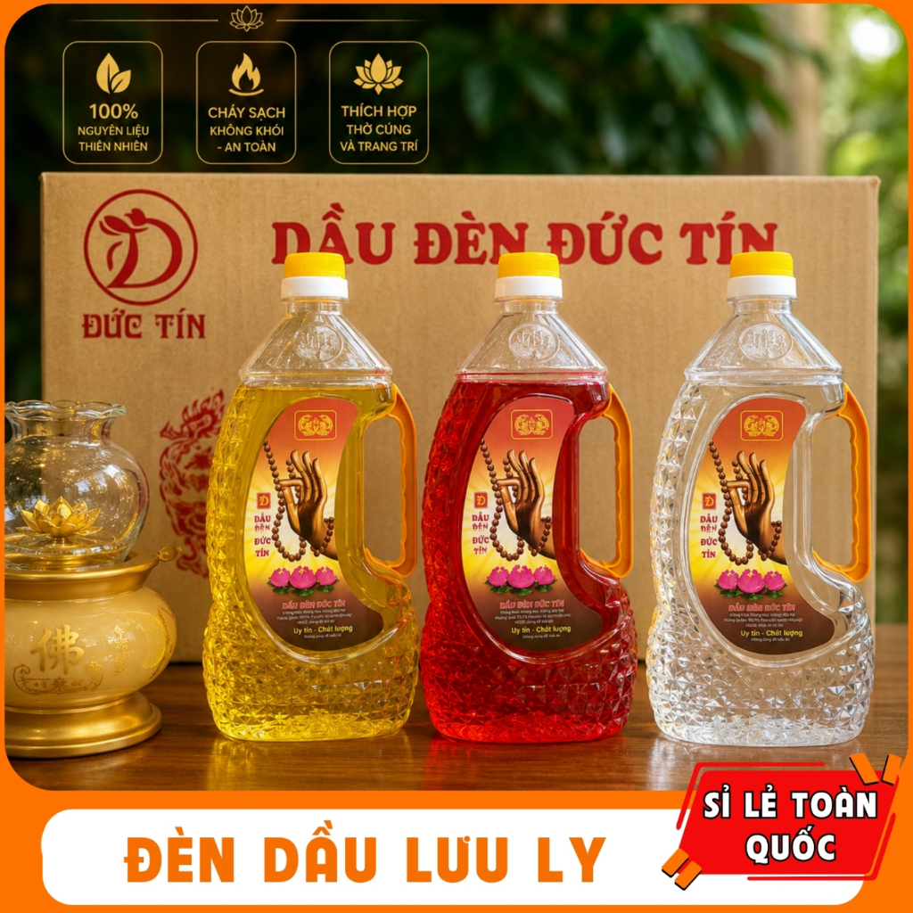 Combo น้ํามันตะเกียง 1 กล่อง 6 ขวด 12 ขวด Duc Tin premium lapis lazuli โคมไฟหมู่บูชา น้ํามันมงคลไร้ค