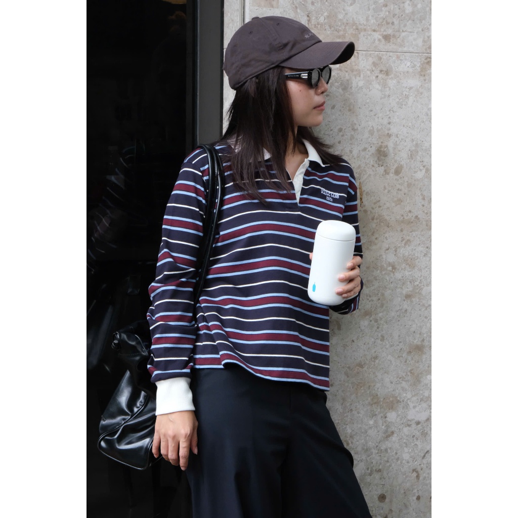 เสื้อเชิ้ตแขนยาวลายทาง Delice Club Navy Midnight