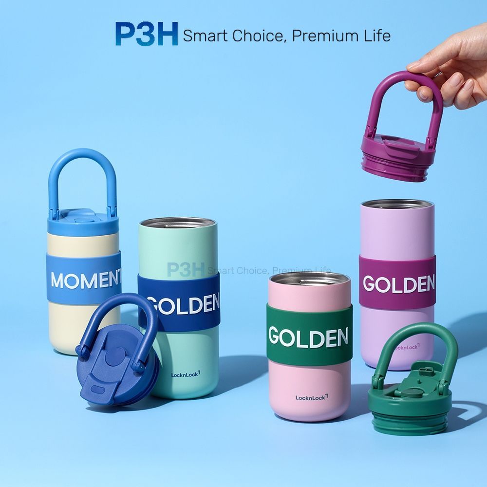 LocknLock Thermos Bottle ปากกว้าง, Fold Grip Tumbler LHC4435/LHC4436 P3H Store