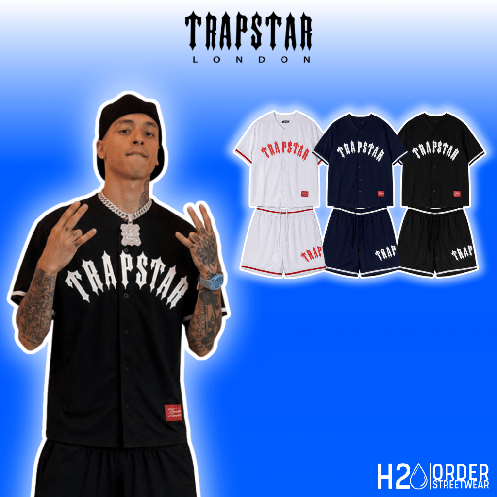 (คุณภาพดีที่สุด) TRAPSTAR Drip 2 ชั้นตาข่ายแขนสั้นชุด, Slim Form ปัก Blazer กางเกงขาสั้นชุด UK – TRA