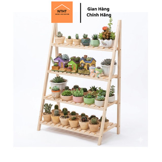 Giá,kệ để chậu hoa cây cảnh,đồ trang trí gỗ thông không mối mọt KT D90 x C120 x R40