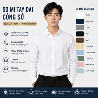 Áo Sơ Mi Nam trơn tay dài  MISFIT, vải chéo mềm mịn hạn chế nhăn, nhiều màu, dễ mặc MIS1