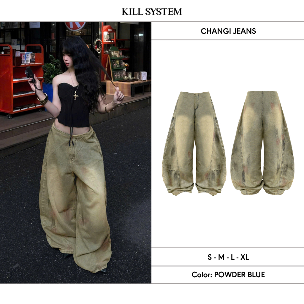กางเกงยีนส์เปิดหลังแนวราบ CHANGI - KILL SYSTEM