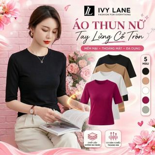 Áo thun nữ tay lỡ basic chất tăm lạnh mịn co giãn 4 chiền nhiều màu trẻ trung dễ phối quần váy - A13