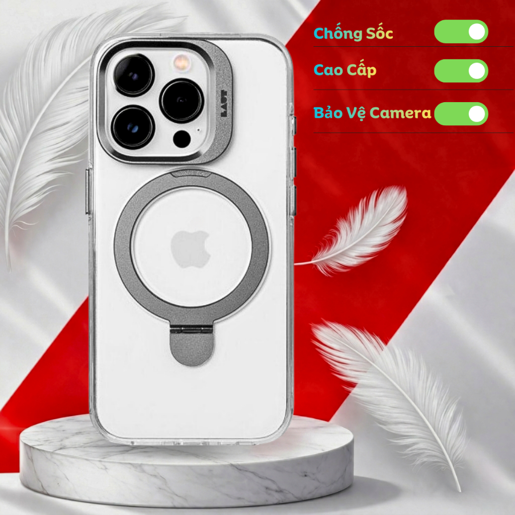 เคส IPhone 15 Pro LAUT Revive Prop - ขาตั้งแบบบูรณาการ พรีเมี่ยม โปร่งใส พรีเมี่ยม