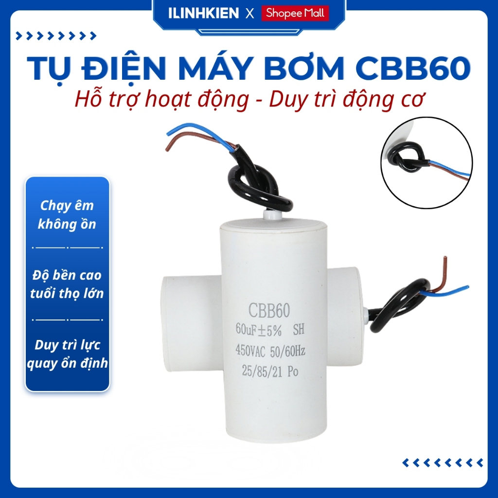 CBB60 ตัวเก็บประจุมอเตอร์ปั๊มเต็มมูลค่า 4uf - 35uf คุณภาพสูง iLinhkien